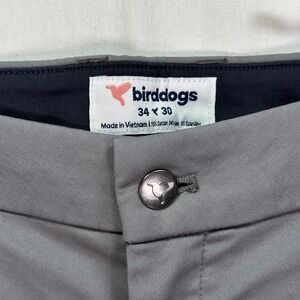 Birddogs Pants Mens 34 x 28 Gray Stretch Chino Golf Performance Zip (tag:30"L)‎